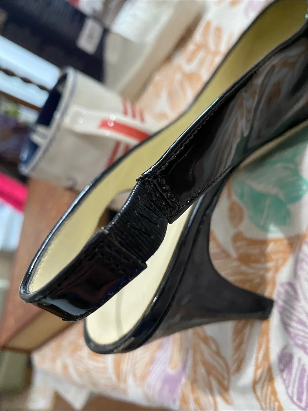Real Patent Leather Slingback Heels. Size 8. Worn once. Leathe insole and bottom